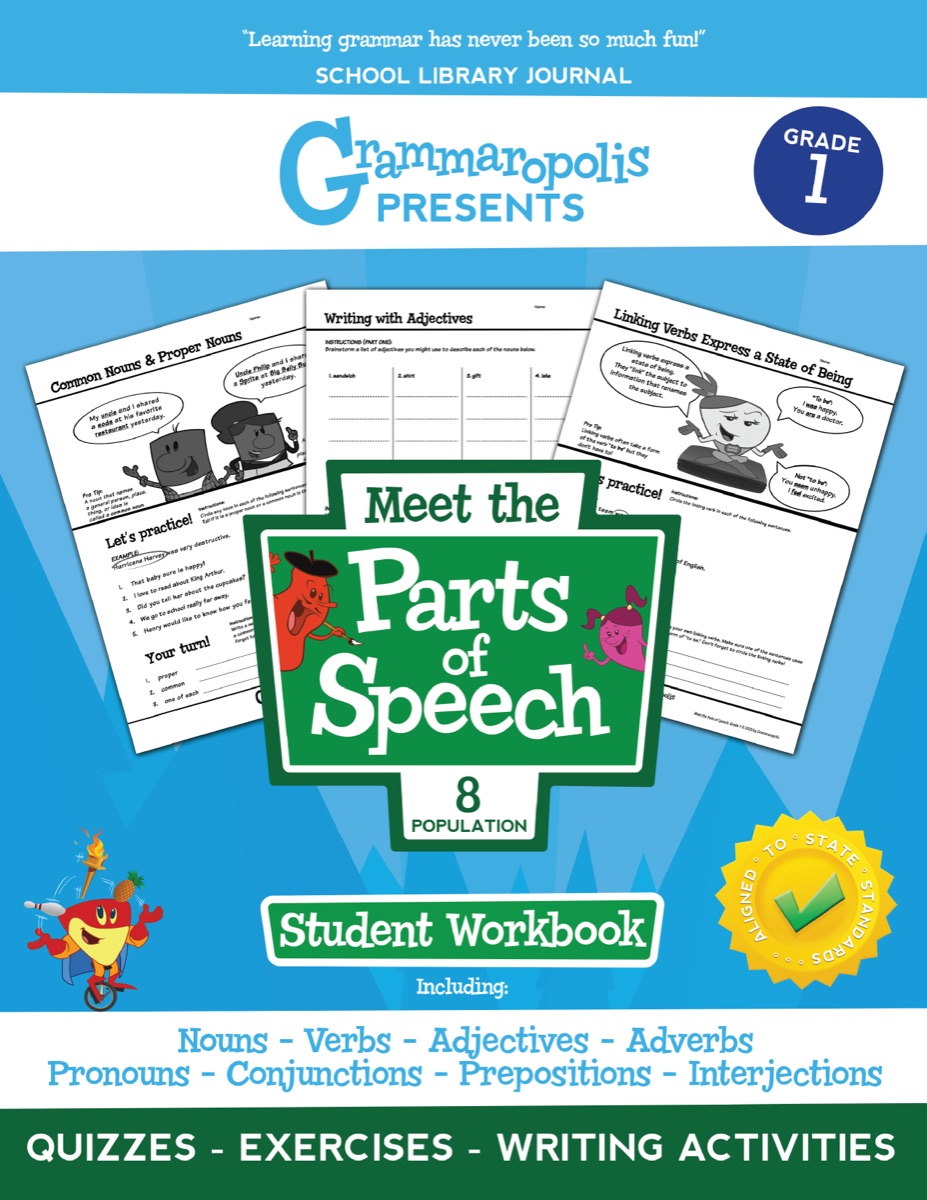 Parts of Speech Workbook, Grade 1 cover