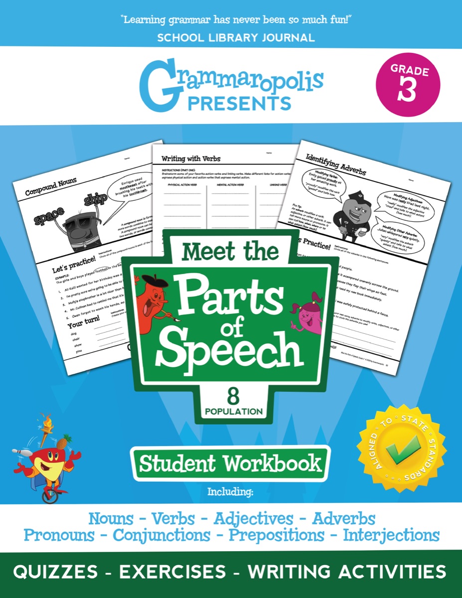 Parts of Speech Workbook, Grade 3 cover