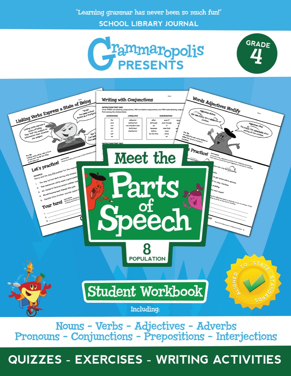 Parts of Speech Workbook, Grade 4 cover